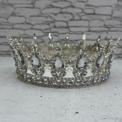 Изображение Корона для торта D 12 см серебро с белыми вставками